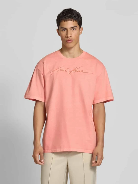 Zdjęcie produktu T-shirt z wyhaftowanym logo Karl Kani Pomarańczowy