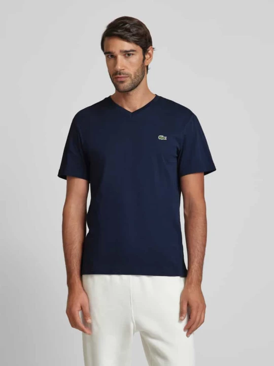 Zdjęcie produktu T-shirt z wyhaftowanym logo model ‘Basic’ Lacoste Granatowy