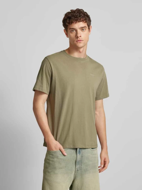 Zdjęcie produktu T-shirt z wyhaftowanym logo model ‘Connor’ Pepe Jeans Oliwkowy