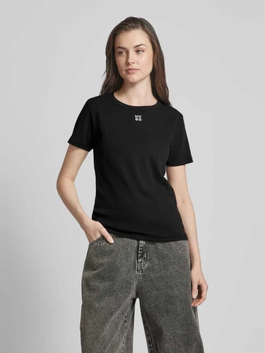 Zdjęcie produktu T-shirt z wyhaftowanym logo model ‘Deloris’ Hugo Czarny