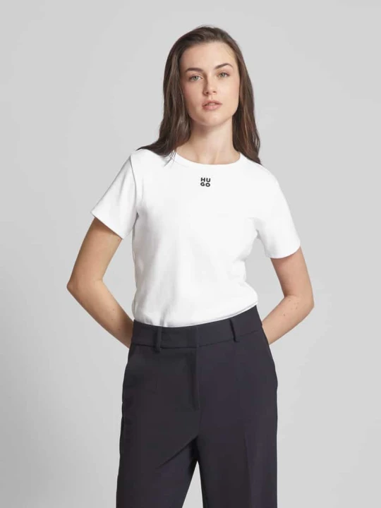 Zdjęcie produktu T-shirt z wyhaftowanym logo model ‘Deloris’ Hugo Złamany biały