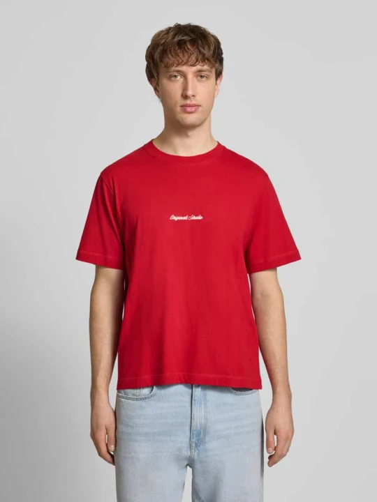 Zdjęcie produktu T-shirt z wyhaftowanym logo model „NORREBRO” Jack&Jones Czerwony