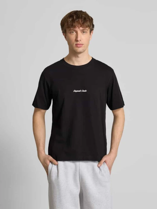 Zdjęcie produktu T-shirt z wyhaftowanym logo model „NORREBRO” Jack&Jones Czarny