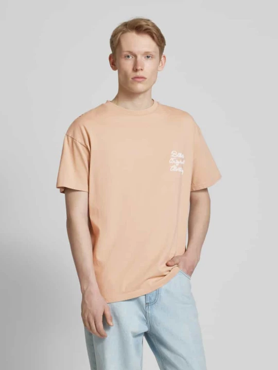 Zdjęcie produktu T-shirt z wyhaftowanym logo model ‘PRIMAVERA’ BLKVIS Piaskowy