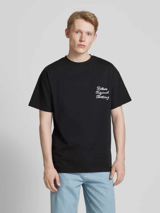 Zdjęcie produktu T-shirt z wyhaftowanym logo model ‘PRIMAVERA’ BLKVIS Czarny