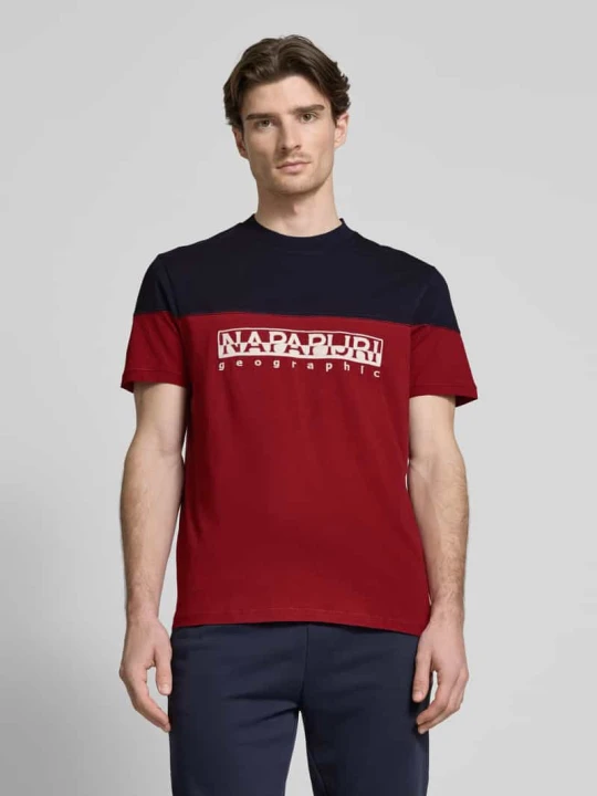 Zdjęcie produktu T-shirt z wyhaftowanym logo model ‘SATURNIA’ Napapijri Granatowy