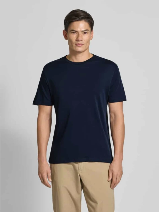 Zdjęcie produktu T-shirt z wyhaftowanym logo model ‘SUPIMA’ Calvin Klein Granatowy
