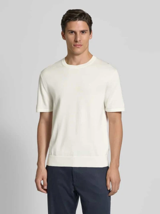 Zdjęcie produktu T-shirt z wyhaftowanym logo model ‘SUPIMA’ Calvin Klein Złamany biały