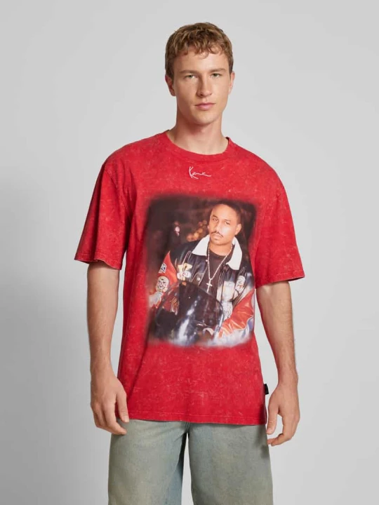Zdjęcie produktu T-shirt z wyhaftowanym logo model ‘Tiny’ Karl Kani Czerwony