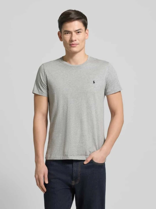 Zdjęcie produktu T-shirt z wyhaftowanym logo Polo Ralph Lauren Średnioszary melanż