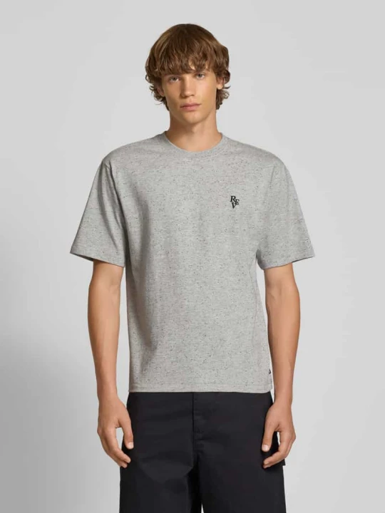 Zdjęcie produktu T-shirt z wyhaftowanym logo REVIEW Jasnoszary melanż