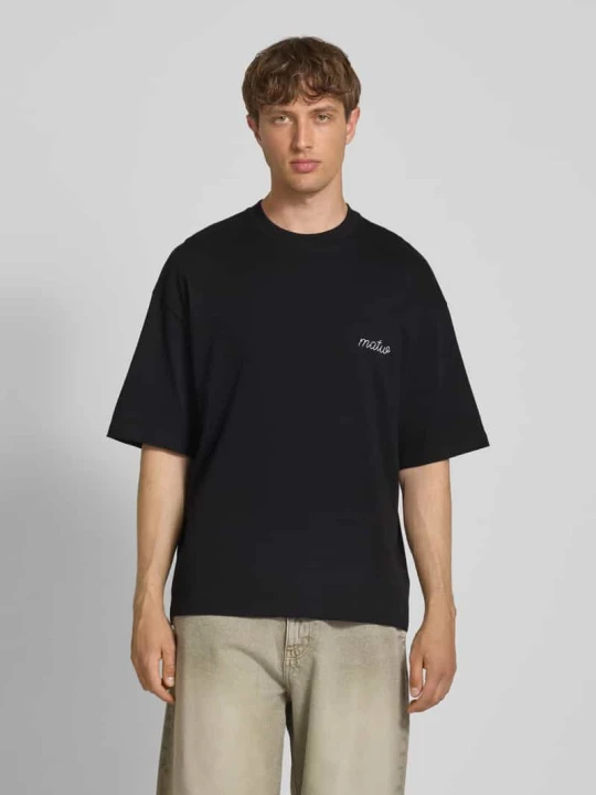 Zdjęcie produktu T-shirt z wyhaftowanym logo REVIEW Czarny