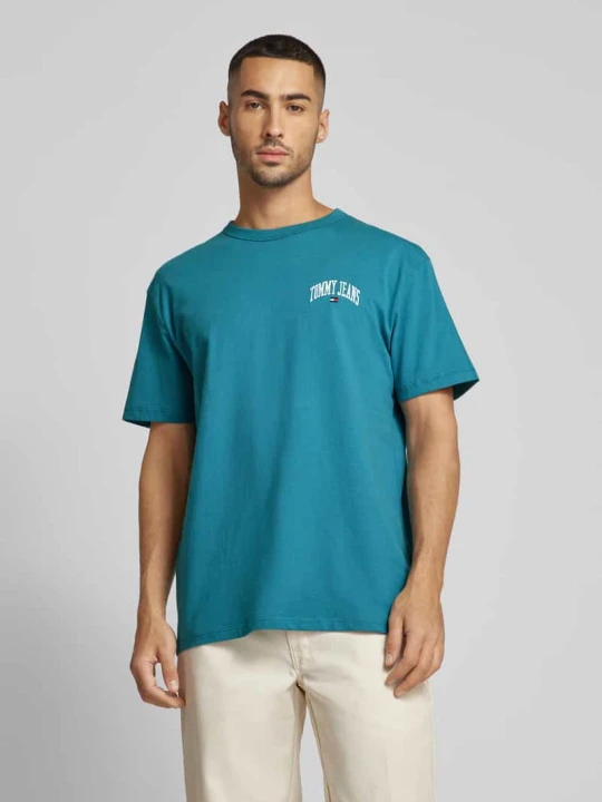 Zdjęcie produktu T-shirt z wyhaftowanym logo Tommy Jeans Petrol