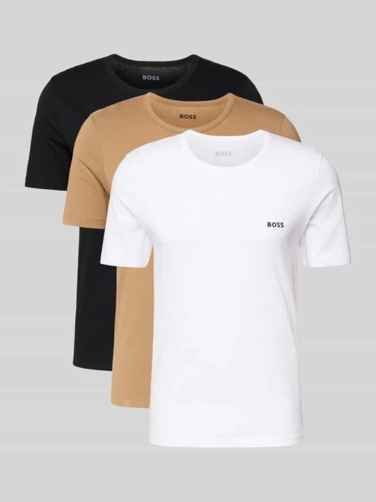 Zdjęcie produktu t-shirt o kroju regular fit z czystej bawełny model 'CLASSIC' w wielopak: 3 szt. Boss Camel