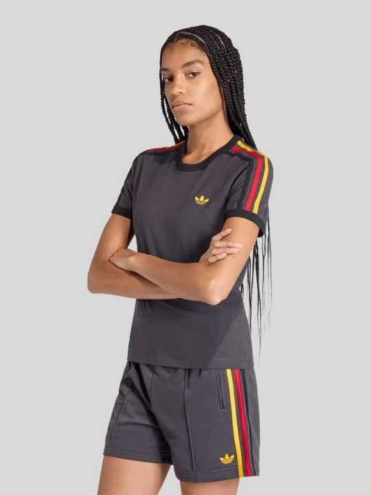 Zdjęcie produktu t-shirt z wyhaftowanym logo z mieszanki bawełny adidas Originals Antracytowy