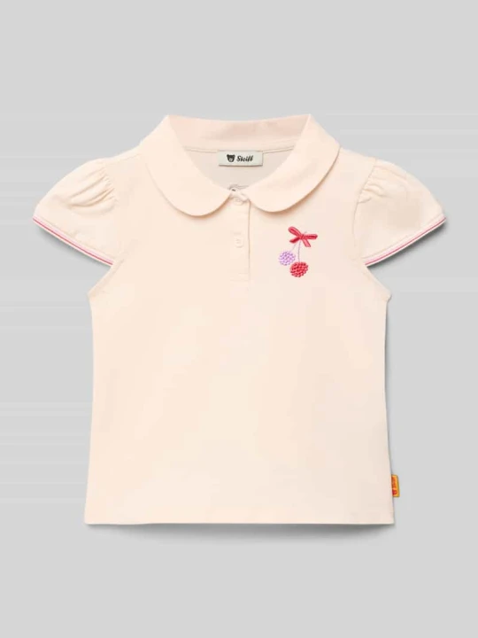 Zdjęcie produktu t-shirt z wyhaftowanym motywem i kołnierzykiem polo Steiff Różowy