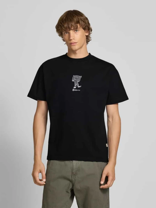 Zdjęcie produktu T-shirt z wyhaftowanym motywem i logo model ‘BAKERY’ BLKVIS Czarny