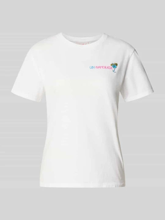 Zdjęcie produktu t-shirt z wyhaftowanym motywem i napisem model 'EMILIE' MC2 Saint Barth Biały