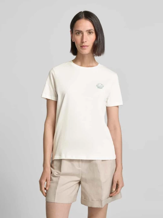 Zdjęcie produktu T-shirt z wyhaftowanym motywem model ‘CAMINO’ Ichi Biały