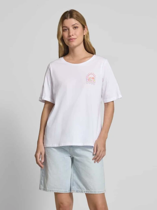 Zdjęcie produktu T-shirt z wyhaftowanym napisem milano italy Biały