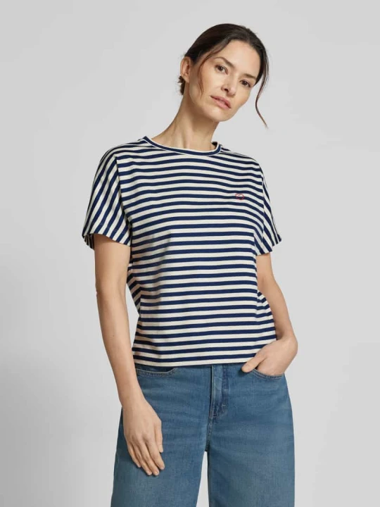 Zdjęcie produktu t-shirt z wzór w paski model 'Salentine stripe' Opus Niebieski