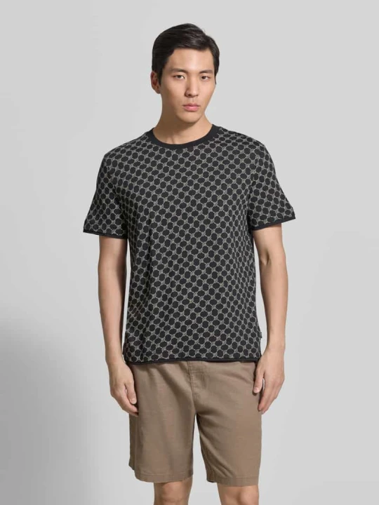 Zdjęcie produktu t-shirt z wzór z logo i okrągły dekolt JOOP! Czarny
