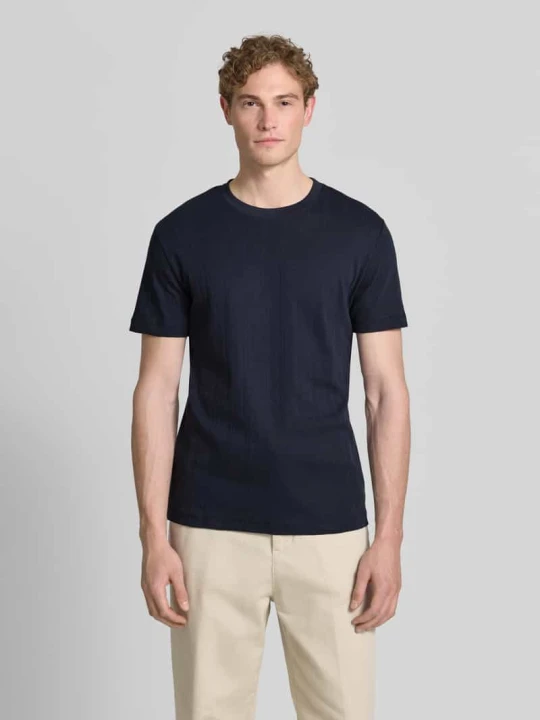 Zdjęcie produktu T-shirt z żakardowej dzianiny z okrągłym dekoltem lindbergh Granatowy