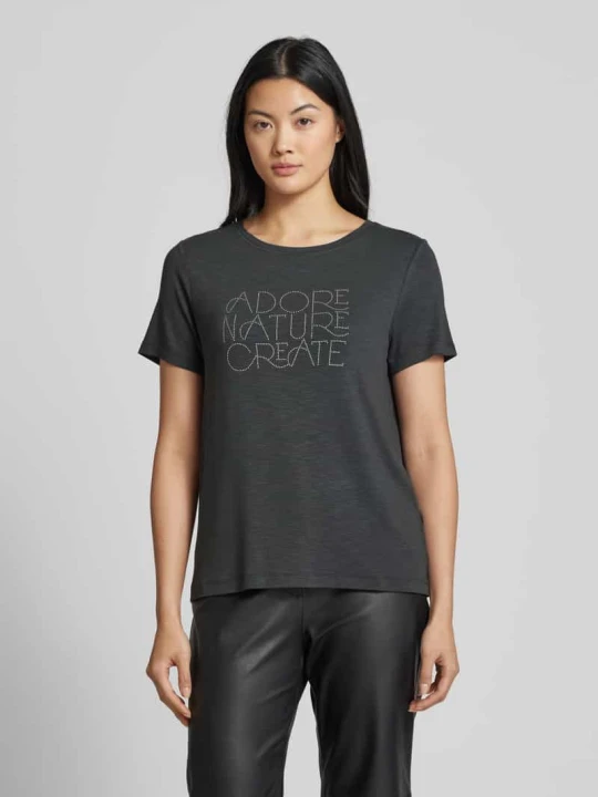 Zdjęcie produktu T-shirt zdobiony kamieniami Street One Antracytowy