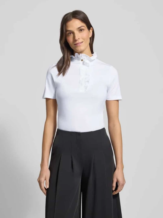Zdjęcie produktu T-shirt ze Stójką i Falbany Rich & Royal Biały