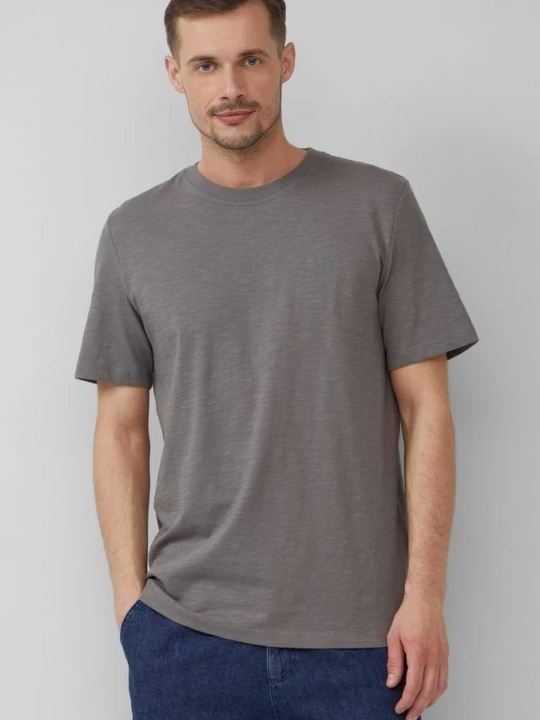 Zdjęcie produktu T-shirt ze strukturą przędzy płomieniowej i nadrukiem logo s.Oliver szary