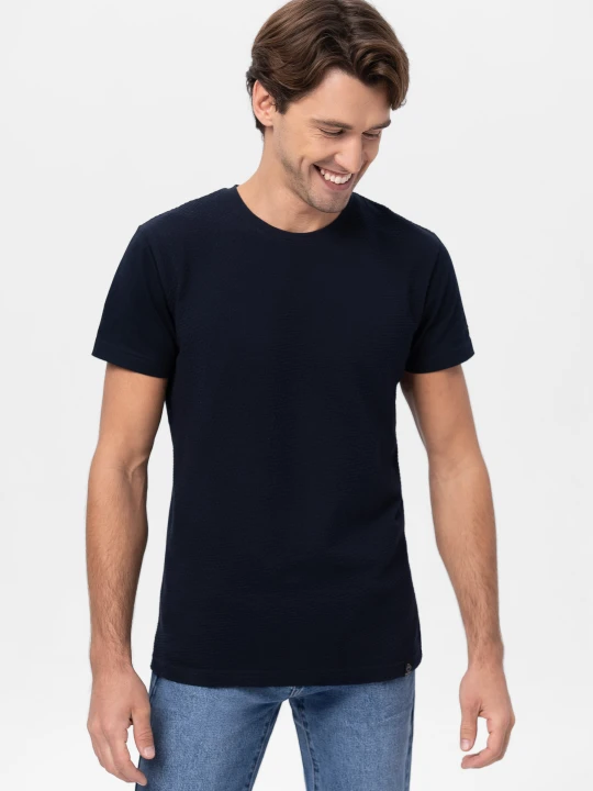Zdjęcie produktu T-shirt ze strukturą TM-DARK Volcano Granatowy