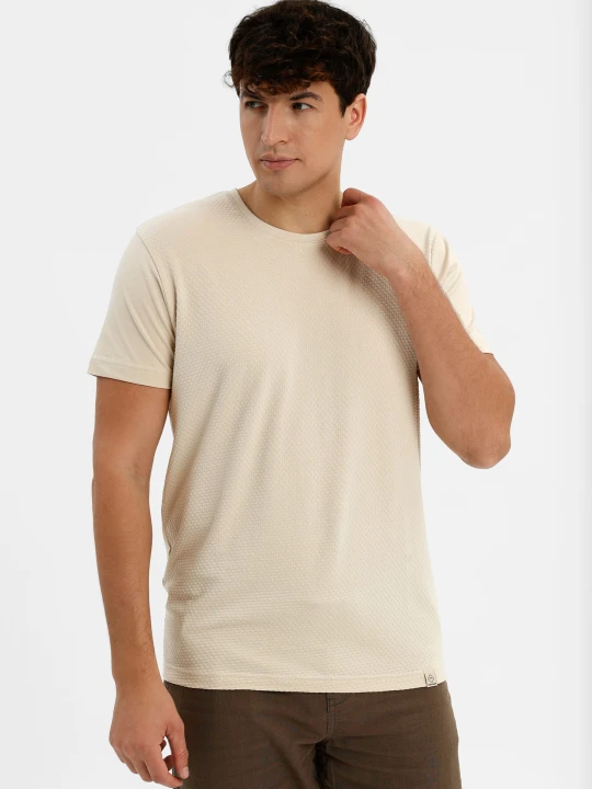 Zdjęcie produktu T-shirt ze strukturą TM-DARK Volcano Kremowy