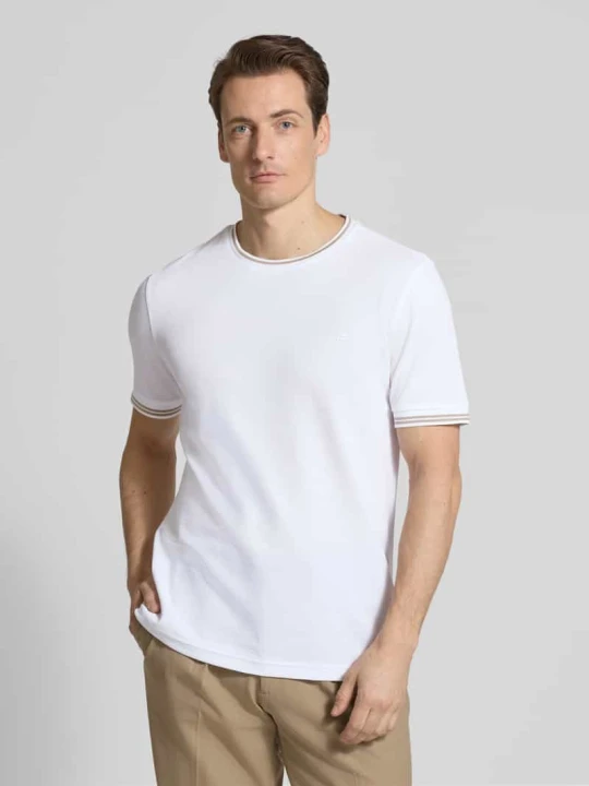Zdjęcie produktu T-shirt ze strukturalnym wzorem i okrągłym dekoltem Christian Berg Biały