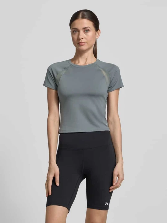Zdjęcie produktu T-shirt ze wstawkami z siateczki i logo Under Armour Ciemnoszary
