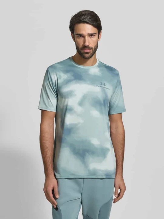 Zdjęcie produktu T-shirt we wzorze na całej powierzchni z logo Under Armour Miętowy