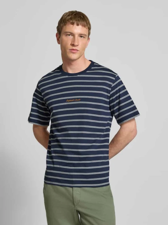 Zdjęcie produktu T-shirt w paski z okrągłym dekoltem Jack&Jones Granatowy