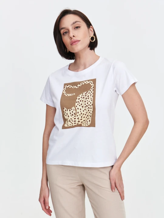 Zdjęcie produktu T-shirt ze zwierzęcym nadrukiem TOP SECRET Biały