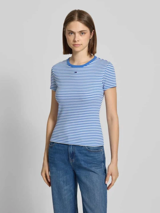 Zdjęcie produktu T-shirty o kroju slim fit z mieszanki bawełny w zestaw 2 szt. Tommy Jeans Niebieski