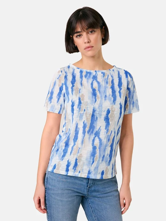 Zdjęcie produktu Gerry Weber Koszulka w kolorze biało-niebiesko-beżowym rozmiar: 36