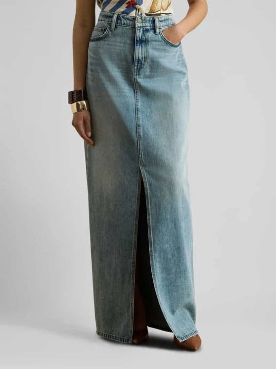 Zdjęcie produktu Taliowana spódnica jeansowa z mieszanki bawełny i lyocellu Lauren Ralph Lauren Jeansowy niebieski melanż