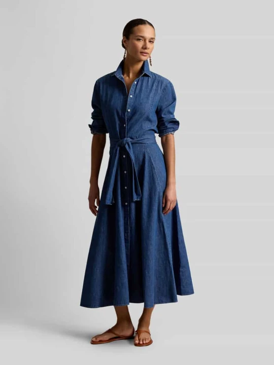 Zdjęcie produktu Taliowana sukienka casualowa w tkaninie stylizowanej na denim Polo Ralph Lauren Jeansowy niebieski