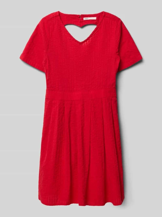 Zdjęcie produktu Taliowana sukienka casualowa z czystej bawełny model 'TINNA' Only Wiśniowy