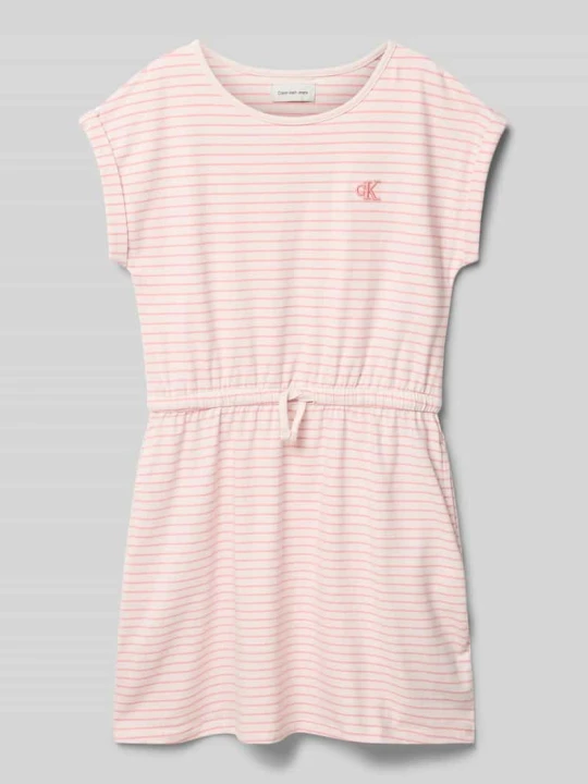 Zdjęcie produktu Taliowana sukienka casualowa z mieszanki bawełny Calvin Klein Jeans Różowy