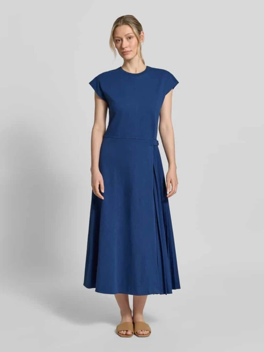 Zdjęcie produktu Taliowana sukienka casualowa z mieszanki bawełny i lnu model 'COLIBRI' MAX&Co. Granatowy