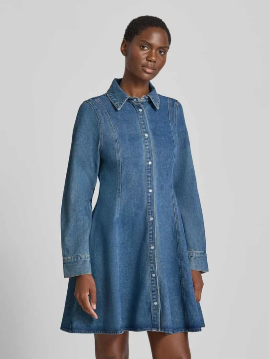 Zdjęcie produktu Taliowana sukienka casualowa z mieszanki bawełny model 'JESSIE' Vero Moda Jeansowy niebieski