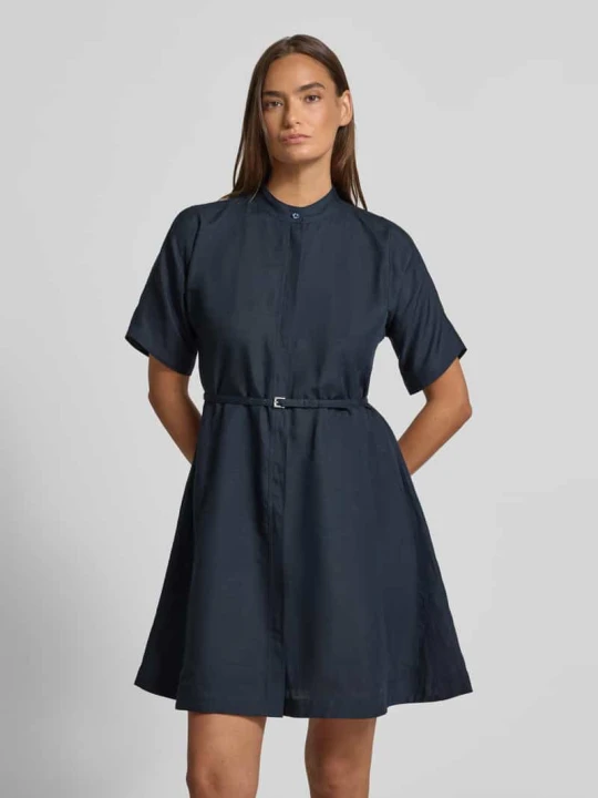 Zdjęcie produktu Taliowana sukienka casualowa z mieszanki lyocellu i lnu model 'DALINIA' Boss Granatowy