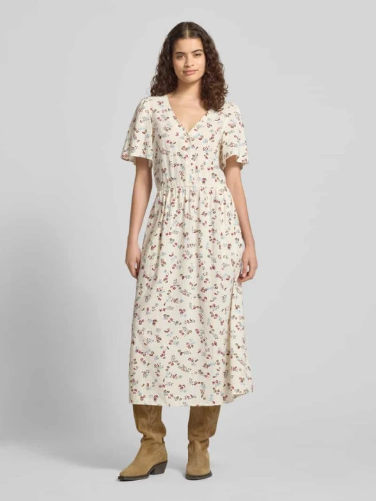 Zdjęcie produktu Taliowana sukienka casualowa z mieszanki wiskozy i bawełny Marc O'Polo Złamany biały
