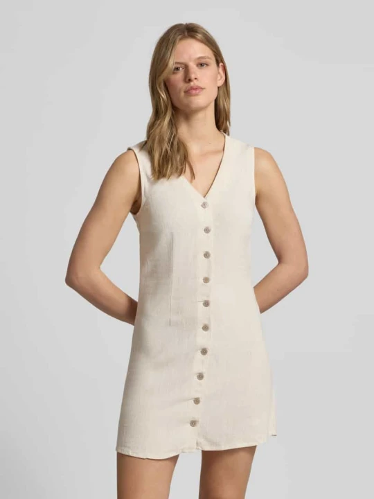 Zdjęcie produktu Taliowana sukienka casualowa z mieszanki wiskozy i lnu model 'SIESTA' Only Piaskowy melanż