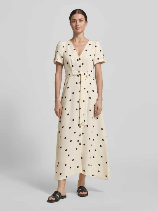 Zdjęcie produktu Taliowana sukienka casualowa z wzorem na całej powierzchni model 'JOAN' Vero Moda Beżowy melanż