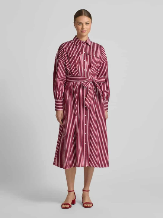 Zdjęcie produktu Taliowana sukienka koszulowa z czystej bawełny model 'DRAVIN' Lauren Ralph Lauren Ciemnoczerwony